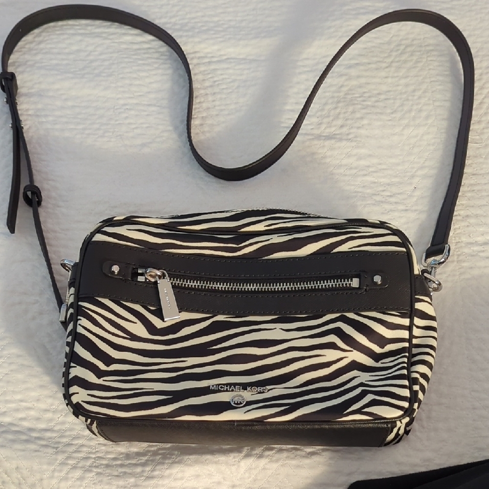 Michael Kors Black and White Zebra Crossbody Bag